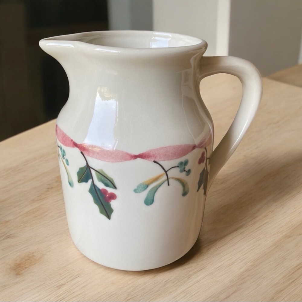 Christmas Hartstone Pottery Pitcher Holly Pattern